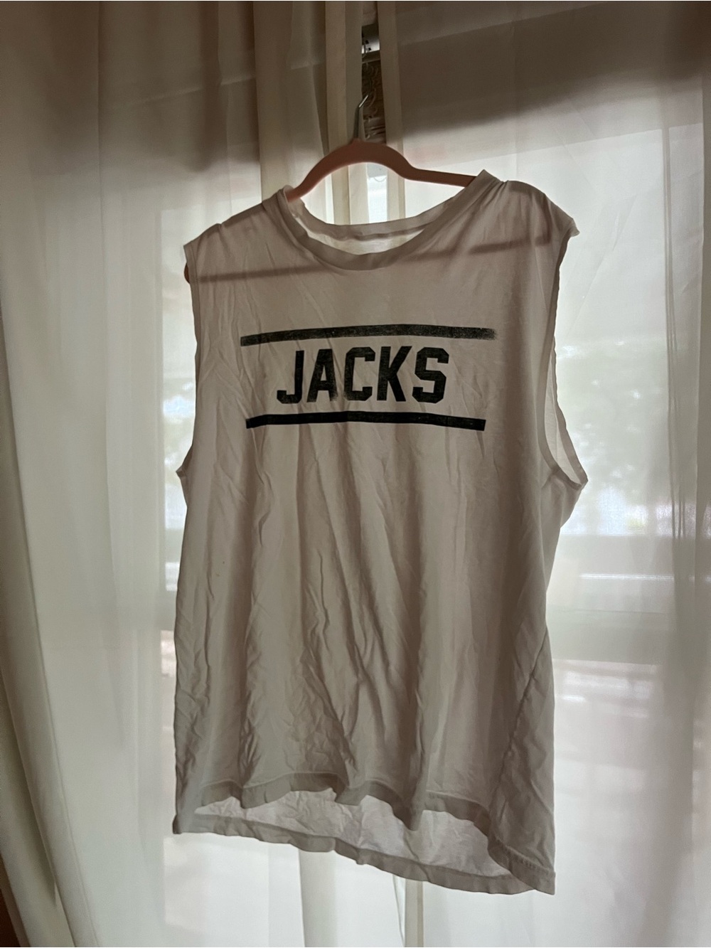 Jack by BB Dakota White Cotton Graphic Tank with Small Logo